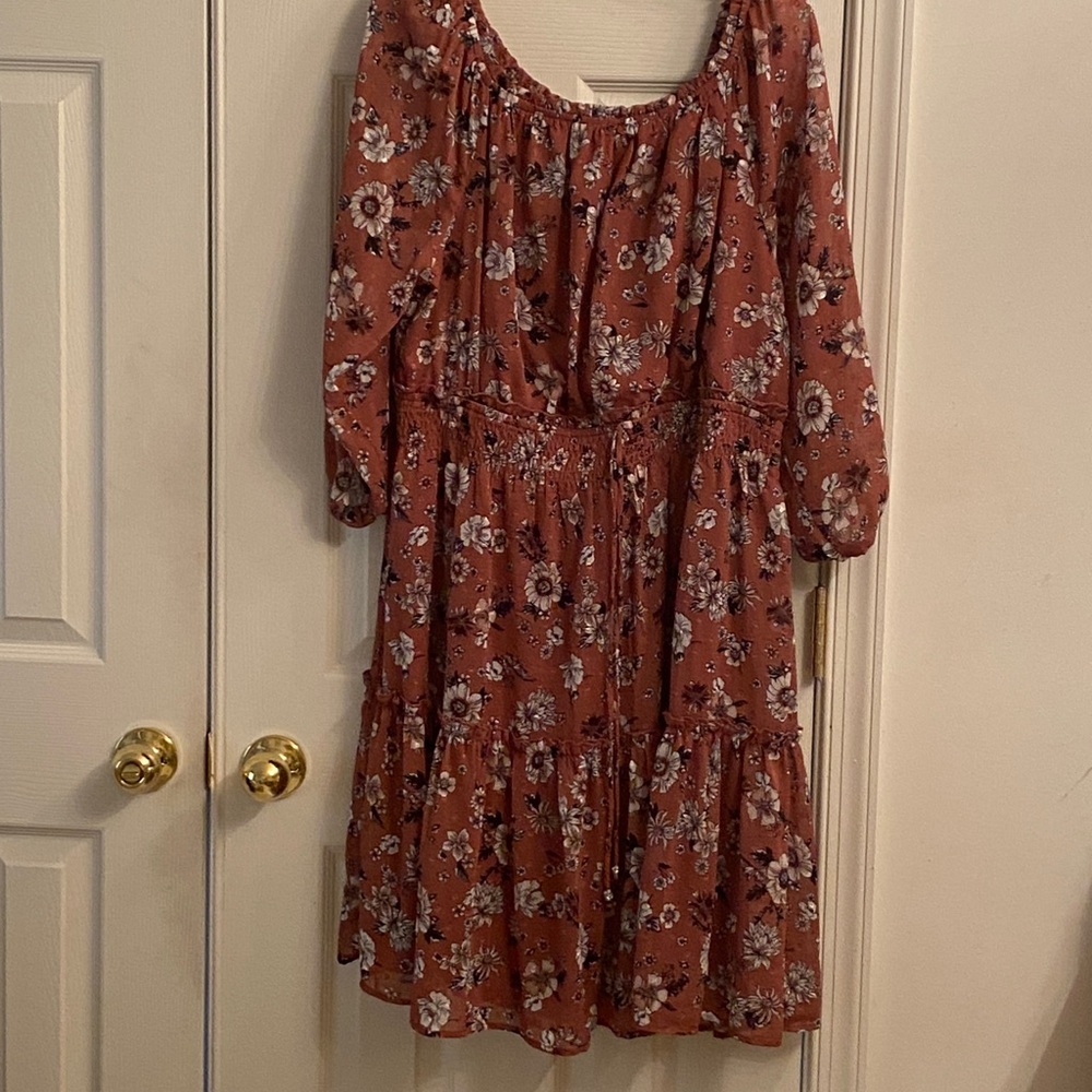 NY Collections Floral Off-Shoulder Dress